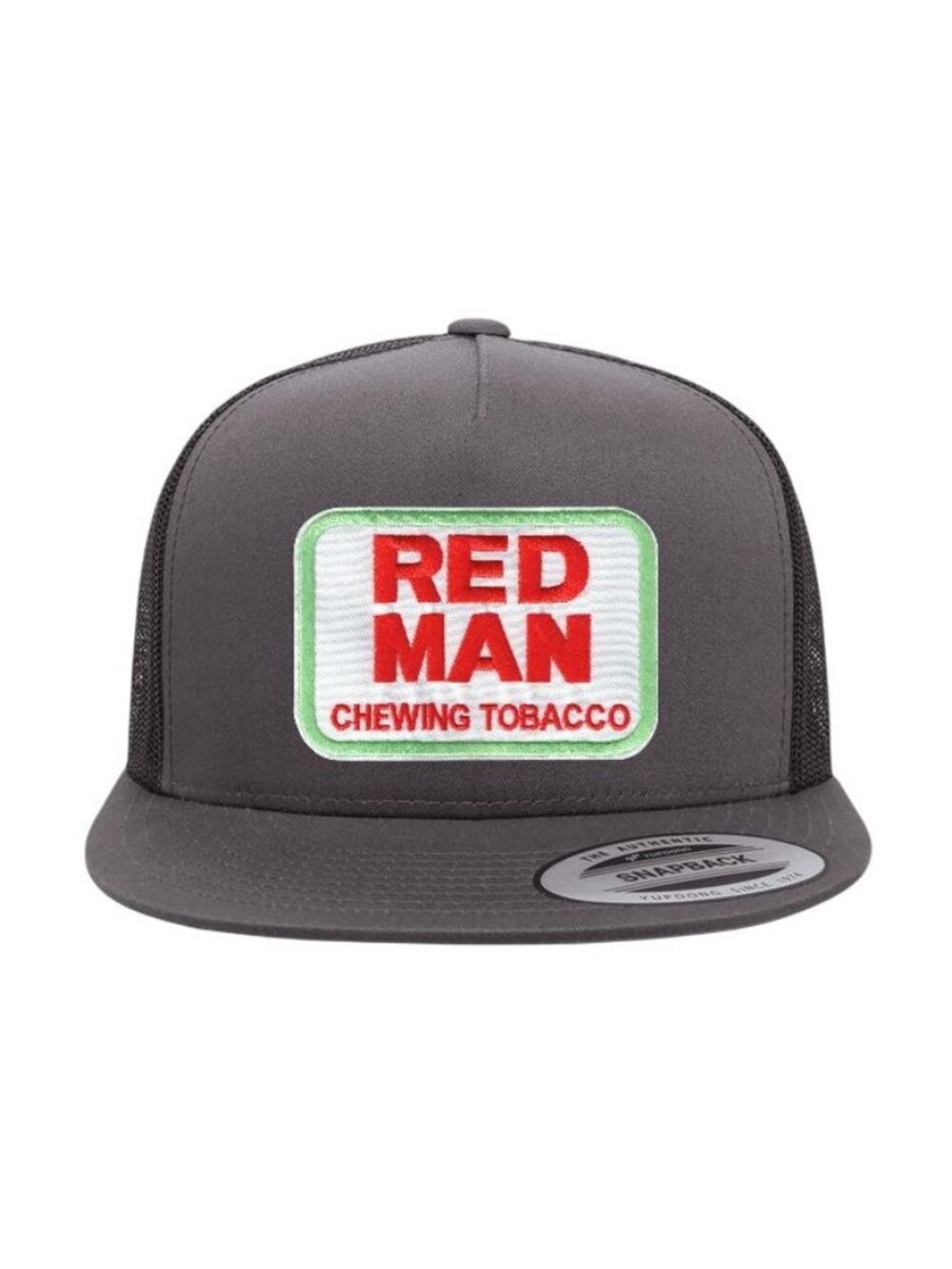 Red Man Tobacco YP Flat Bill Trucker Hat Mesh Back Snapback Charcoal/black